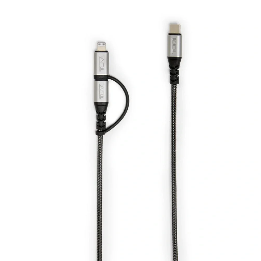 Tumi Dual Sync Charging Cable - USB-C & Lightning Connector 5 ft /1.5 M NIB